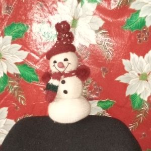 Vintage Handmade Crochet Snowman Figurine/Ornament 8"Tall